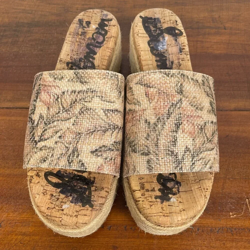 NEW Sam Edelman Women's Weslee Espadrilles Platform Sandals Cork Brown Sz 7.5